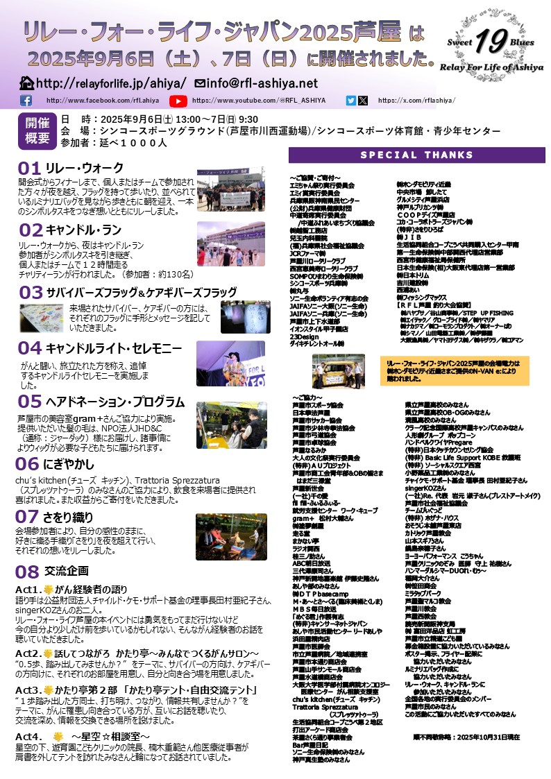 リレー・フォー・ライフ・ジャパン2025芦屋 報告書裏面